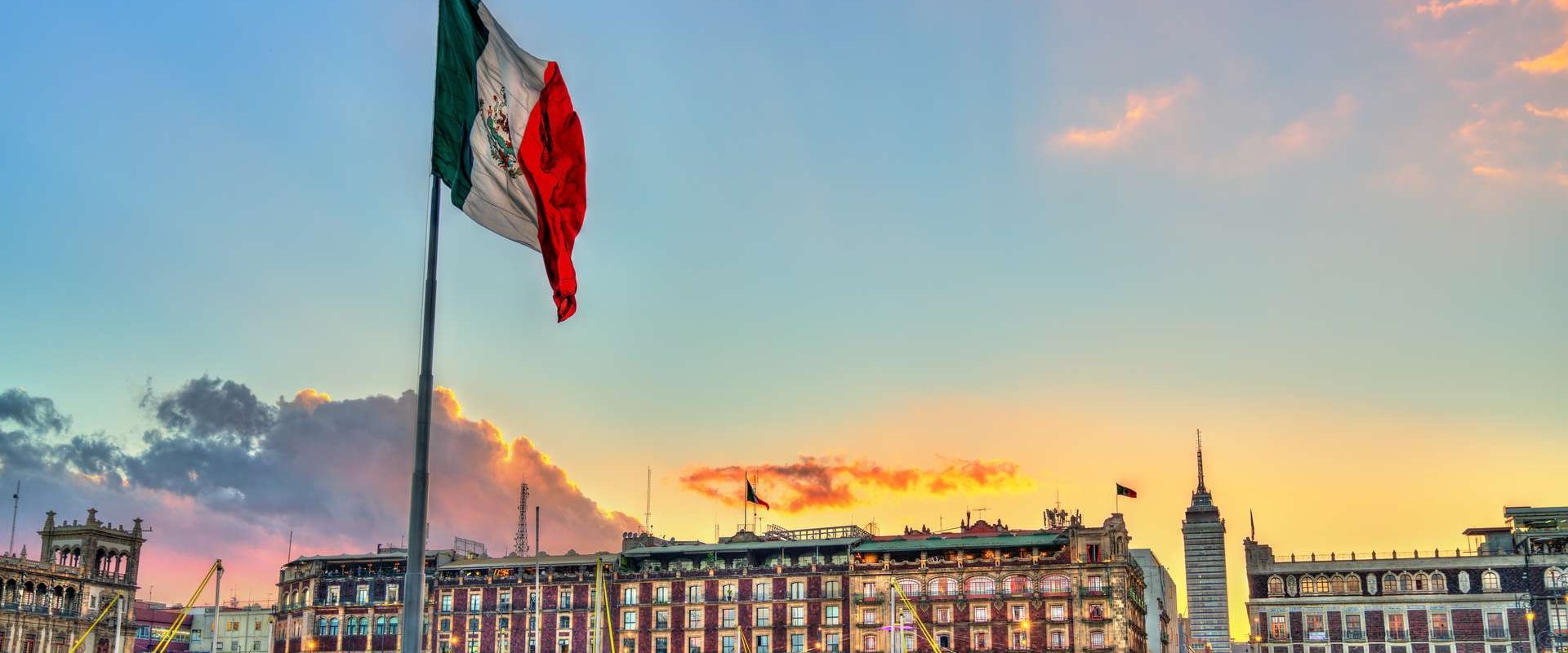 Flagpole on Constitution or Zocalo Square in Mexico City